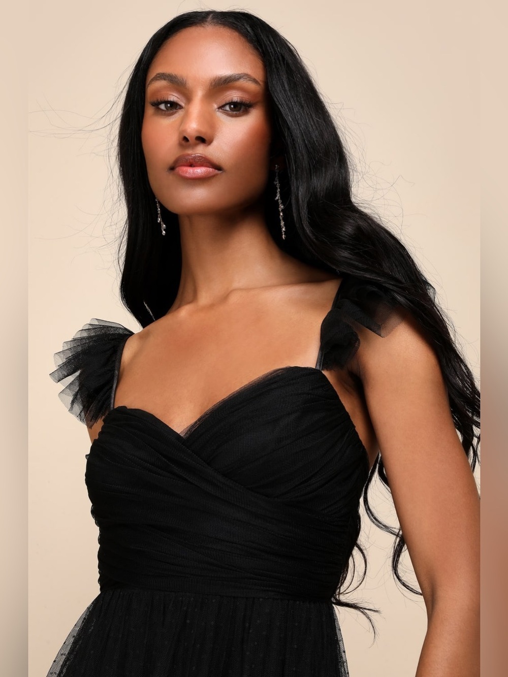 LULU'S Pure Radiance Black Mesh
Swiss Dot Tiered Maxi Dress - Picture 2 of 7